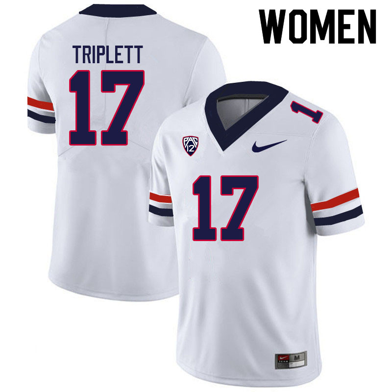 Women #17 Jabar Triplett Arizona Wildcats College Football Jerseys Sale-White